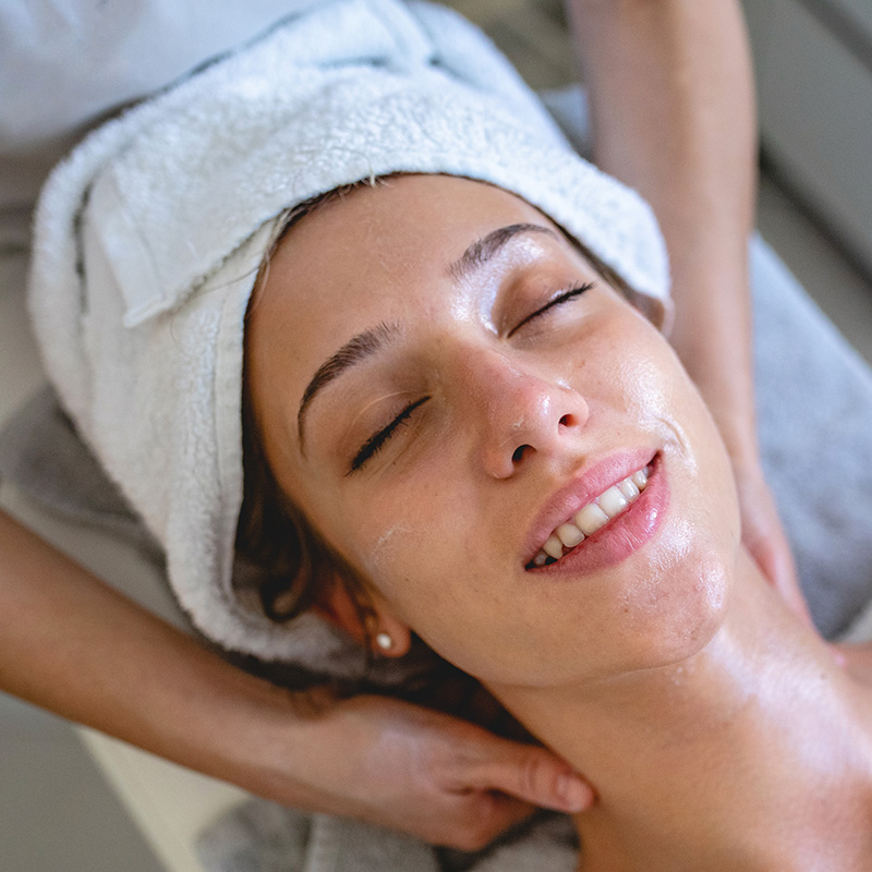 relaxed woman at spa after chemical peel